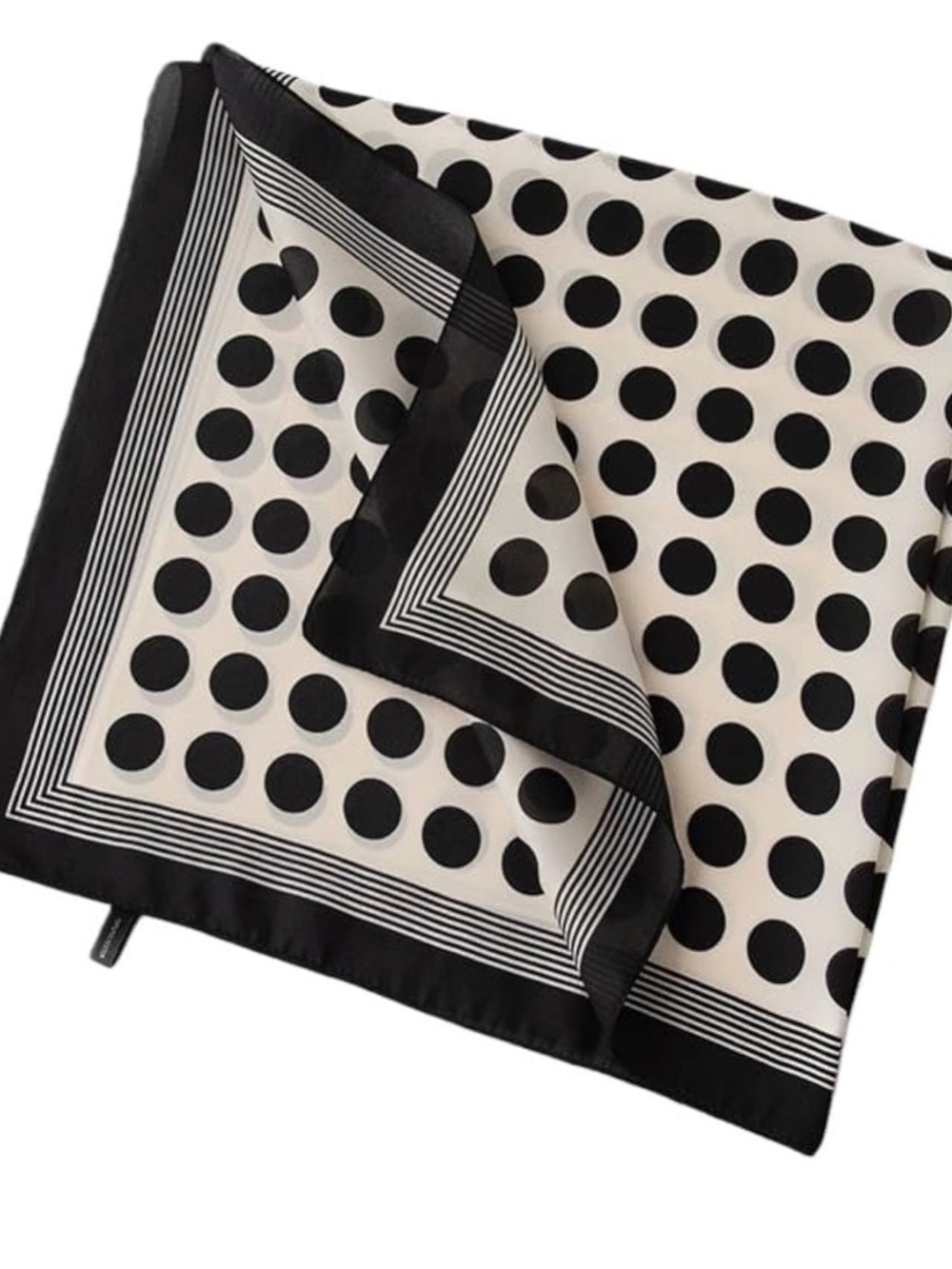 Classic Black and White Polka Dot Silk Scarf